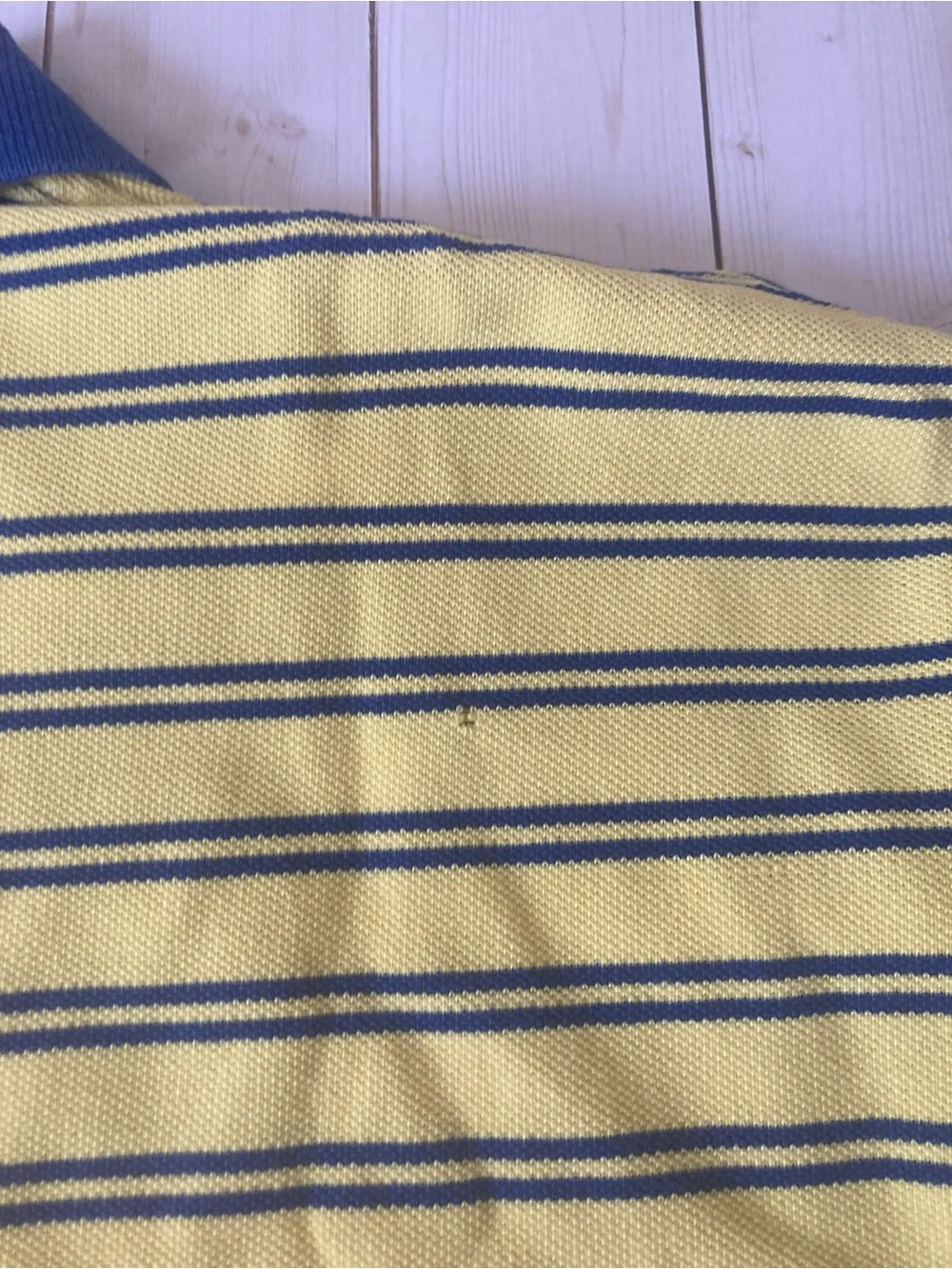 Polo Ralph Lauren Mens XXL Yellow Blue Stripe Polo Shirt Custom Fit Short Sleeve